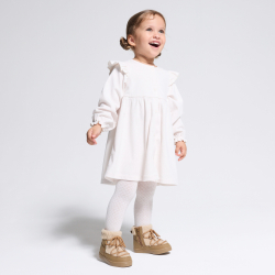 Obaibi Φόρεμα από κοτλέ βελούδο μπεζ για μωρά κοριτσάκια