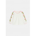 Obaibi Μπλούζα από χνουδωτό ύφασμα, με κέντημα, λευκή για μωρά κοριτσάκια