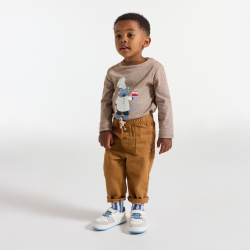 Obaibi Μπλούζα μακρυμάνικη με μοτίφ ζώα καφέ για μωρά αγοράκια