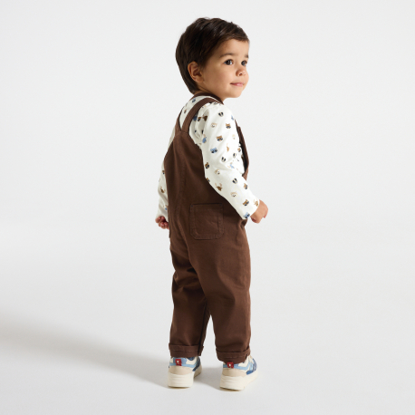 Obaibi Σαλοπέτα και μακρυμάνικη μπλούζα, καφέ για μωρά αγοράκια