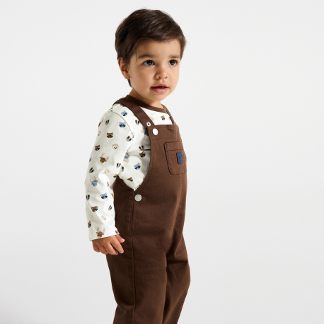 Obaibi Σαλοπέτα και μακρυμάνικη μπλούζα, καφέ για μωρά αγοράκια