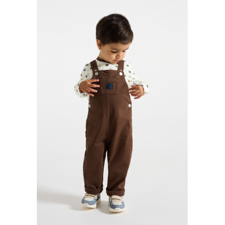 Obaibi Σαλοπέτα και μακρυμάνικη μπλούζα, καφέ για μωρά αγοράκια