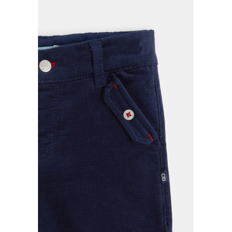 Obaibi Παντελόνι από βελούδο με ιδιαίτερο σχέδιο με ρεβέρ, μπλε για μωρά αγοράκια