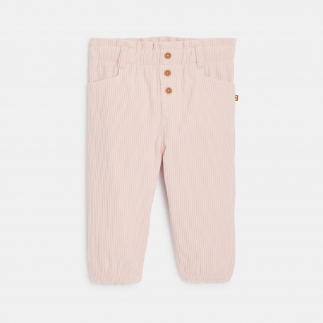 Obaibi Παντελόνι από βελούδο κοτλέ με ελαστική μέση ροζ για μωρά κοριτσάκια