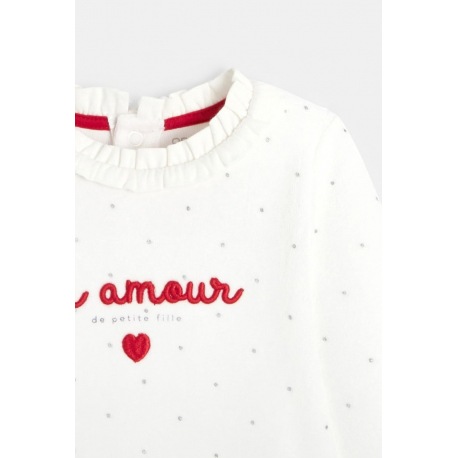 Obaibi Φορμάκι ύπνου από βελούδο με κέντρημα 3 διαστάσεων, λευκό για μωρά κοριτσάκια