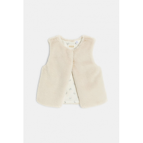 Okaidi Μπολερό από οικολογική γούνα λευκό για κορίτσια