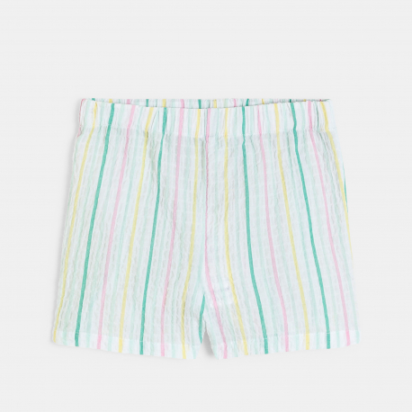 Obaibi T-shirt με ελαστική λαιμόκοψη φρούτα και ριγέ σορτς ροζ για μωρά κοριτσάκια