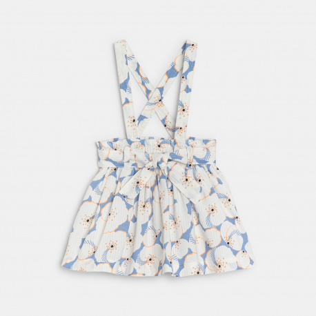 Obaibi Σύνολο φούστα φλοράλ με τιράντες και t-shirλευκό για μωρά κοριτσάκια