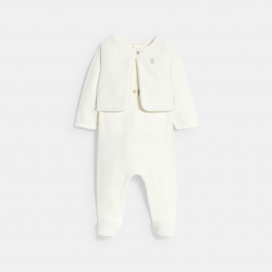 Obaibi Φορμάκι ύπνου από βελούδο και ζακέτα από μαλακό μποά, λευκή για μωρά κοριτσάκια