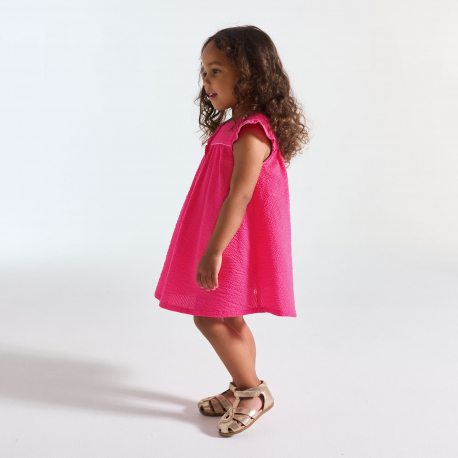 Obaibi Φόρεμα βαμβακερό με ιδιαίτερο σχέδιο ροζ για μωρά κοριτσάκια