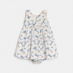 Obaibi Φόρεμα με τιράντες από γκοφρέ ύφασμα φλοράλ με φουφούλα πορτοκαλί για μωρά κοριτ