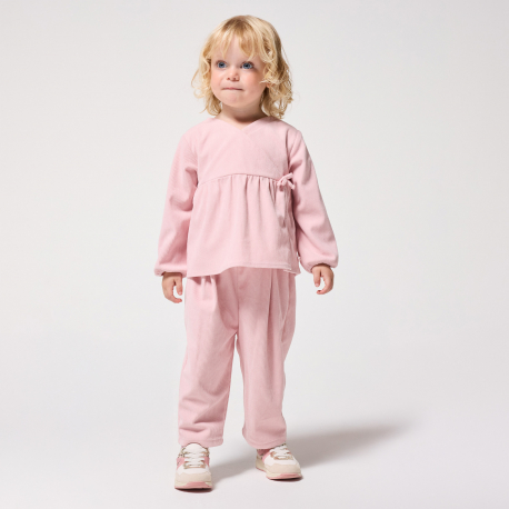 Obaibi Σύνολο από βελούδο ροζ για μωρά κοριτσάκια