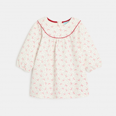 Obaibi Φόρεμα σε άνετη γραμμή με τυπωμένα σχέδια και κόκκινο κολάν για μωρά κοριτσάκια