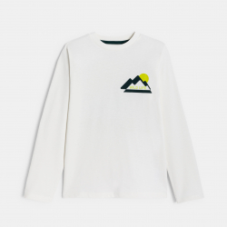 Okaidi Μπλούζα λευκή με μοτίφ για αγόρια