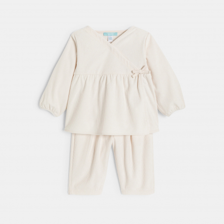 Obaibi Σύνολο μπεζ από βελούδο για μωρά κοριτσάκια