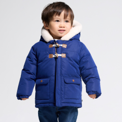 Obaibi Παλτό με κουκούλα με επένδυση χοντρό φλις, μπλε για μωρά αγοράκια