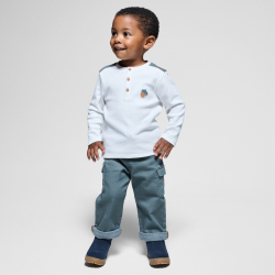 Obaibi Μπλούζα μακρυμάνικη, λευκή, για μωρά αγοράκια