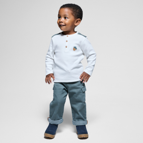 Obaibi Μπλούζα μακρυμάνικη, λευκή, για μωρά αγοράκια