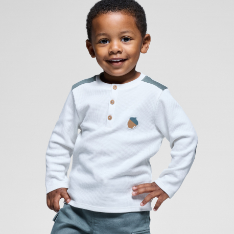 Obaibi Μπλούζα μακρυμάνικη, λευκή, για μωρά αγοράκια
