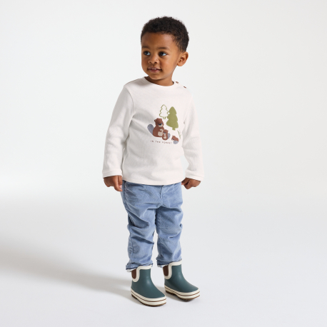 Obaibi Μπλούζα σφηκοφωλιά, κάστορας, λευκή, για μωρά αγοράκια