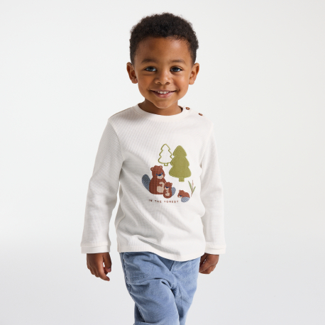 Obaibi Μπλούζα σφηκοφωλιά, κάστορας, λευκή, για μωρά αγοράκια