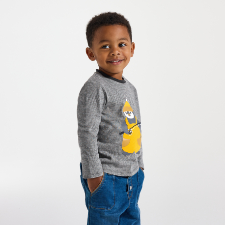 Obaibi Μπλούζα γκρι με μοτίφ ζωάκι για μωρά αγοράκια