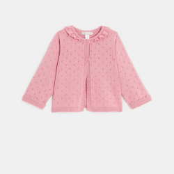 Obaibi Ζακέτα πλεκτή. σε πλέξη πουαντέλ, ροζ για μωρά κοριτσάκια