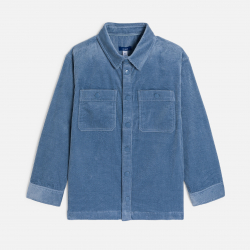 Okaidi Πουκάμισο μπουφάν από κοτλέ βελούδο μονόχρωμο μπλε για αγόρια