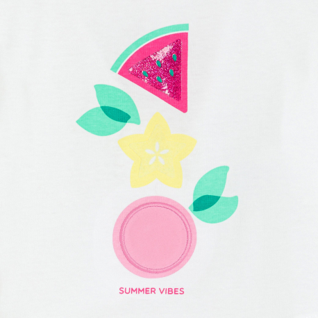 Obaibi Φανελάκι αμάνικο με μοτίφ φρούτα λευκό για μωρά κοριτσάκια