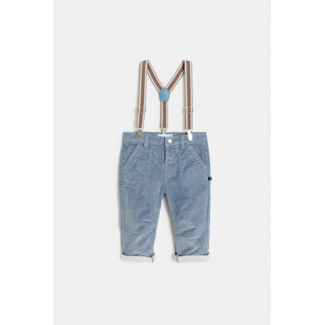 Obaibi Παντελόνι από κοτλέ βελούδο με τιράντες πορτοκαλί μπλε για μωρά αγοράκια