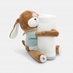 Obaibi Παιχνίδι αγκαλιάς από βελούδο και κουβερτούλα από φλις κουνελάκι για νεογέννητα