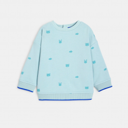 Obaibi Πουλόβερ υφασμάτινο με μοτίφ ζωάκια μπλε για μωρά αγοράκια