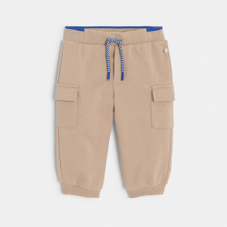 Obaibi Παντελόνι φόρμας από χνουδωτό ύφασμα μπεζ για μωρά κοριτσάκια
