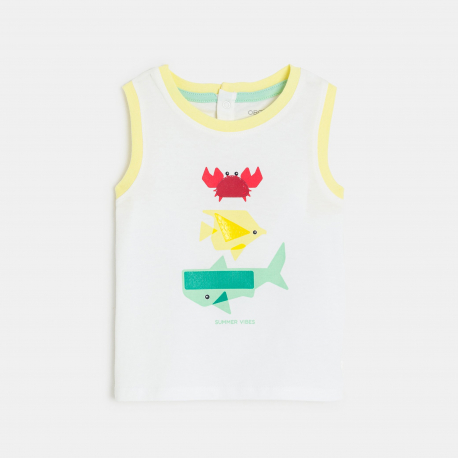 Obaibi Φανελάκι με αισθητηριακά ερεθίσματα με ζωάκια λευκό για μωρά αγοράκια