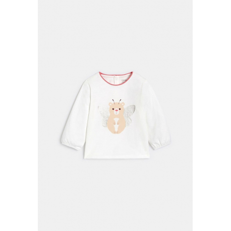 Obaibi Μπλούζα μακρυμάνικη με μοτίφ ζώα μπεζ για μωρά κοριτσάκια