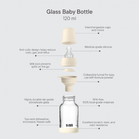 Μπιμπερό γυάλινο Bibs® Ivory 120ml