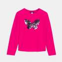 Okaidi Μπλούζα μακρυμάνικη με μαγικές πούλιες ροζ για κορίτσια