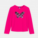 Okaidi Μπλούζα μακρυμάνικη με μαγικές πούλιες ροζ για κορίτσια