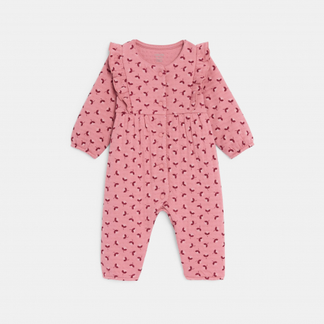 Obaibi Φόρμα ολόσωμη φλοράλ ροζ για μωρά κοριτσάκια