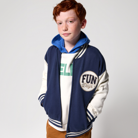 Okaidi Φούτερ teddy σε κολλεγιακό στιλ μαύρο για αγόρια