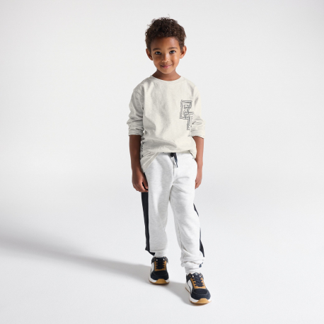 Okaidi Μπλούζα μακρυμάνικη με μήνυμα γκρι για αγόρια