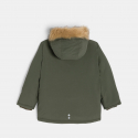 Okaidi Μπουφάν παρκά αδιάβροχο με επένδυση και κουκούλα χακί για αγόρια