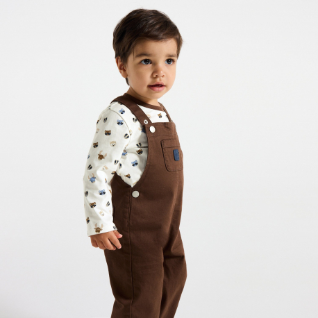 Obaibi Σαλοπέτα και μακρυμάνικη μπλούζα, καφέ για μωρά αγοράκια