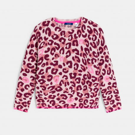 Okaidi Πουλόβερ με τυπωμένα σχέδια λεοπάρ ροζ για κορίτσια