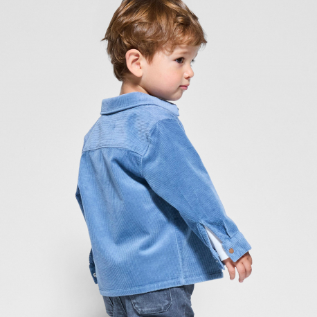 Obaibi Πουκάμισο μπουφάν από κοτλέ βελούδο μπλε για μωρά αγοράκια