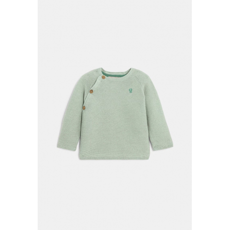 Obaibi Πουλόβερ ζιπουνάκι πλεκτό, πράσινο για νεογέννητα
