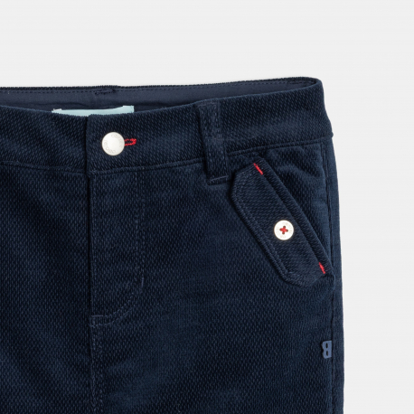 Obaibi Παντελόνι από βελούδο με ιδιαίτερο σχέδιο με ρεβέρ, μπλε για μωρά αγοράκια