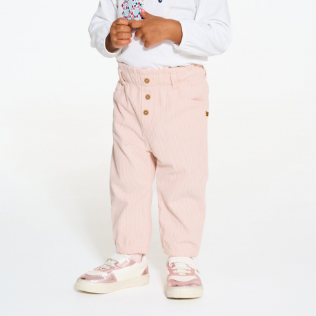 Obaibi Παντελόνι από βελούδο κοτλέ με ελαστική μέση ροζ για μωρά κοριτσάκια