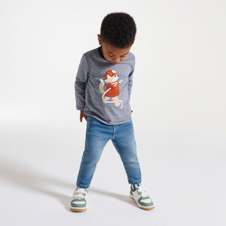 Obaibi Παντελονοκολάν, ελαστικό σε ανοιχτό μπλε τζιν για μωρά κοριτσάκια