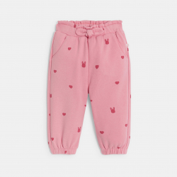 Obaibi Παντελόνι για κορίτσια ροζ με μοτίφ καρδιά